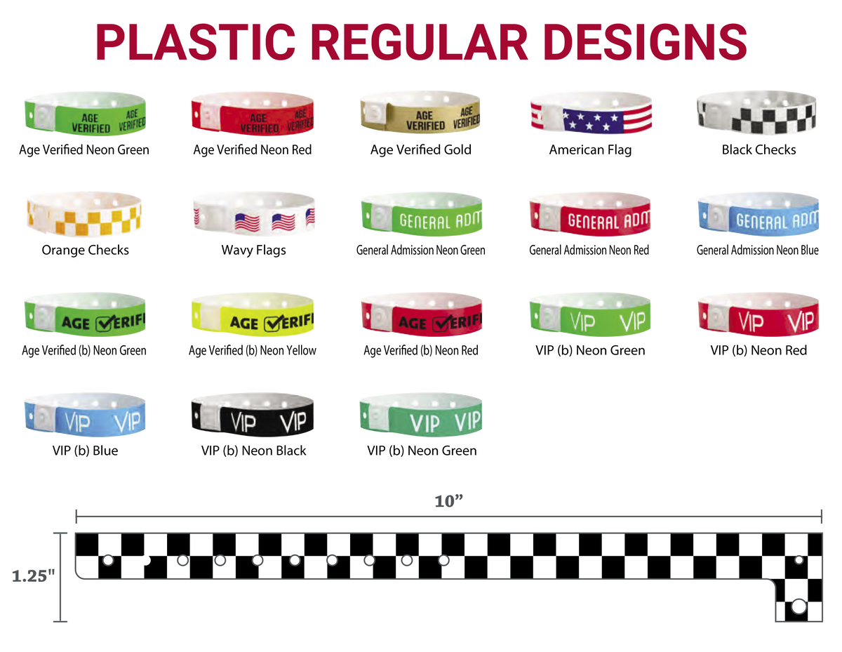 Plastic Design Wristbands (500/Box)