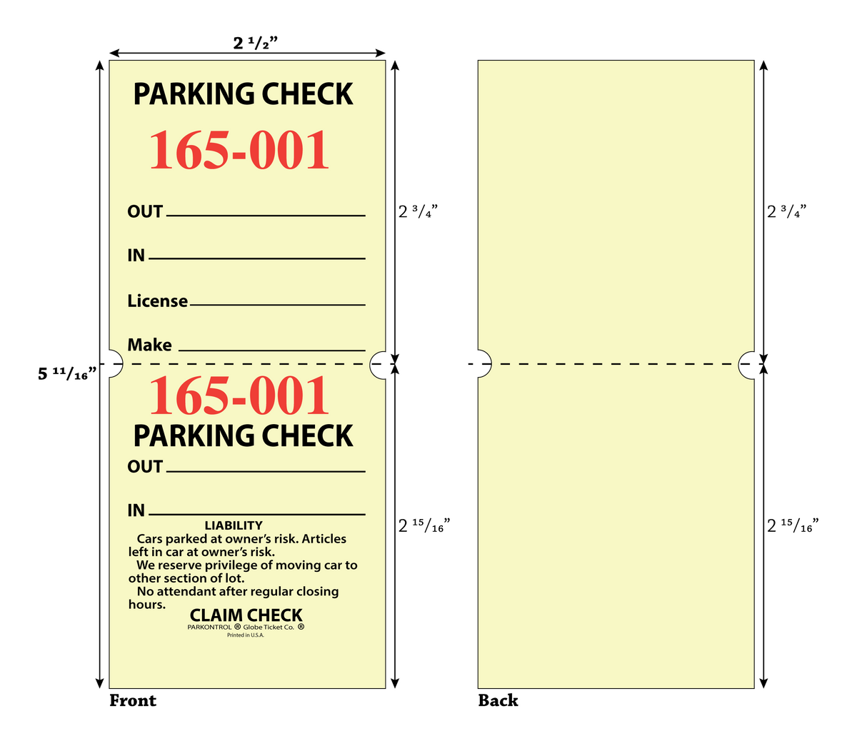 2-Part Valet Parking Tickets (10,000/Case)