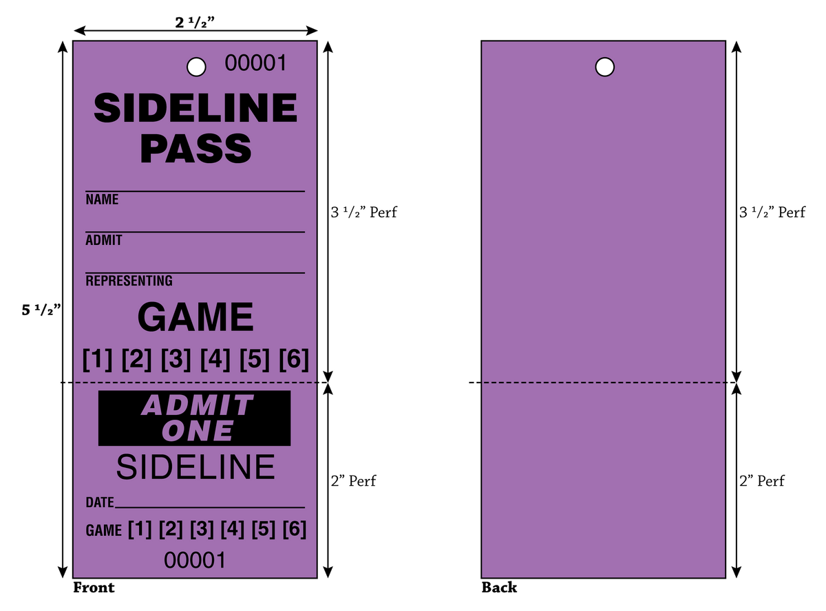 Sideline Pass - Lilac (50/Bundle)