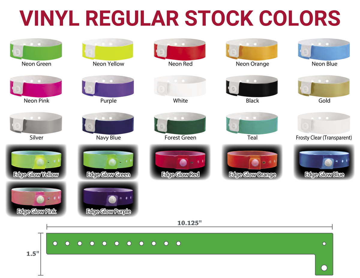 Vinyl Solid Color Wristbands (500/Box)