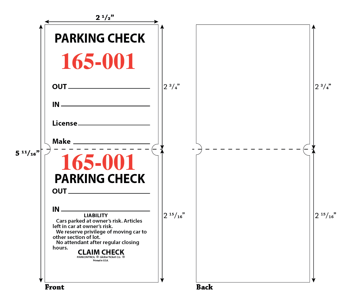 2-Part Valet Parking Tickets - White (Bundle of 1,000)
