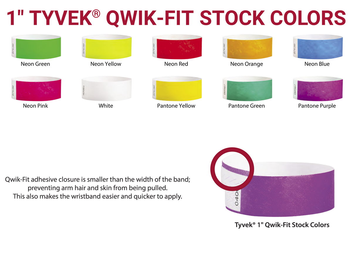 1&quot; Tyvek Qwik-Fit Wristbands (500/Box)