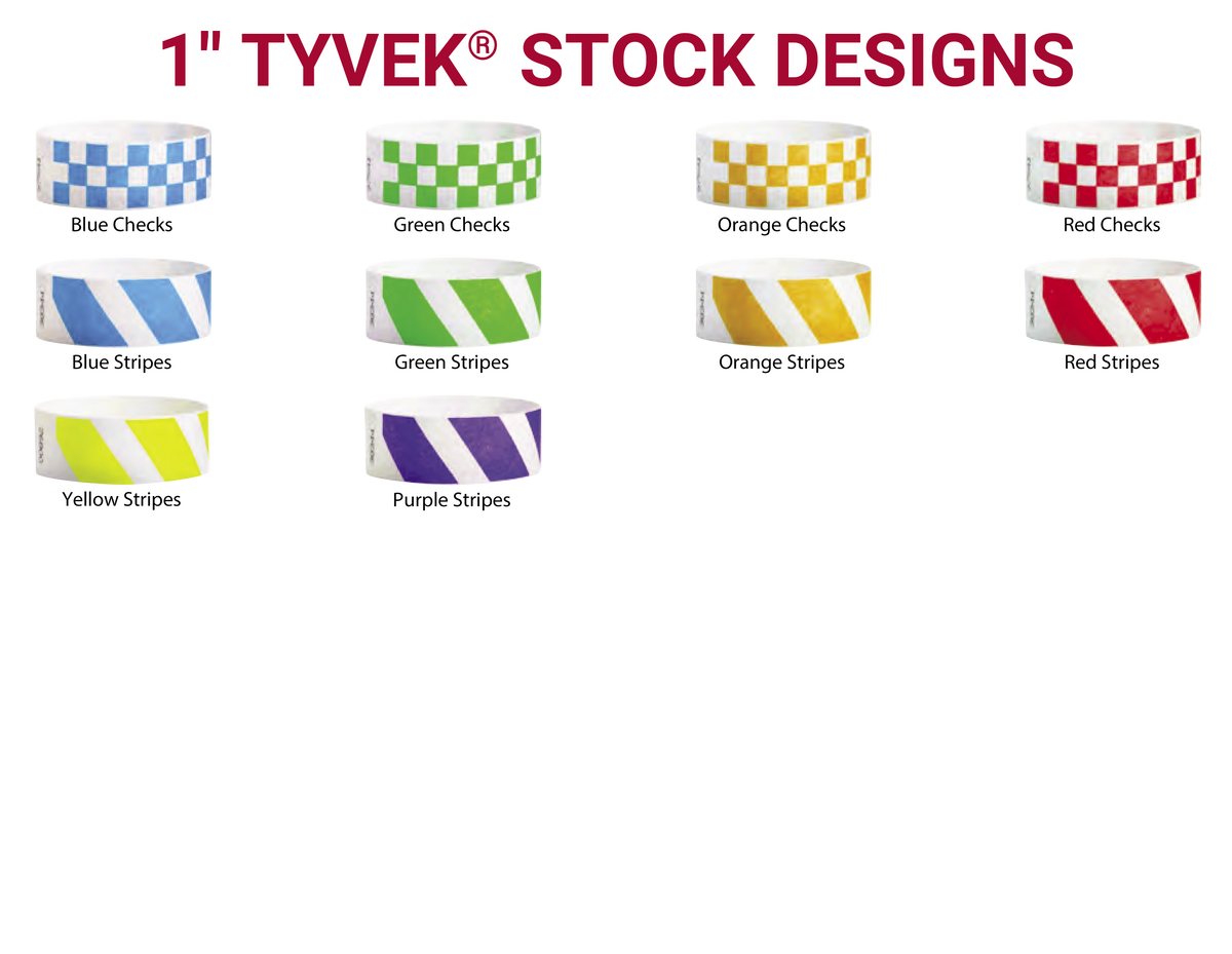 1&quot; Tyvek Design Wristbands (500/Box)