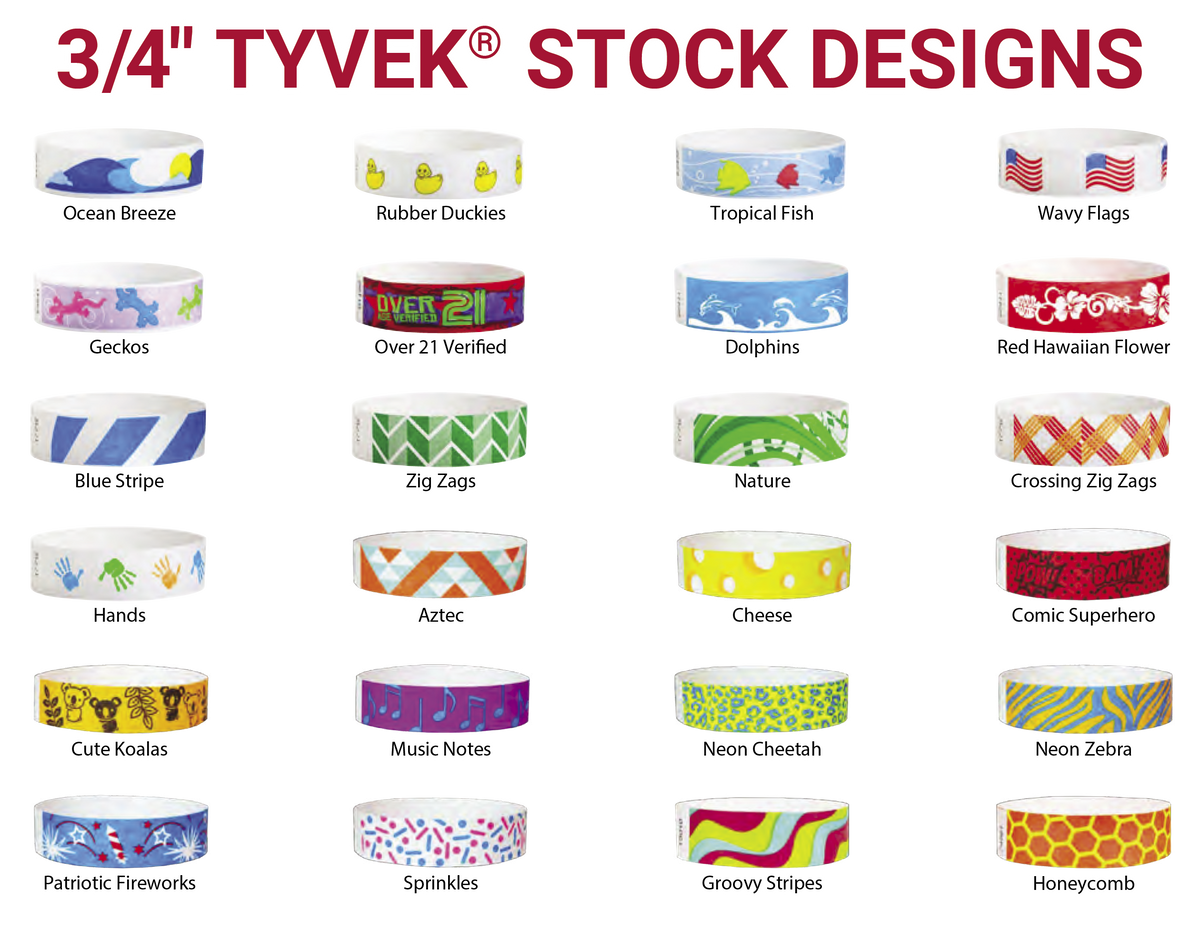 3 4 Tyvek Design Wristbands 500 Box Globe Ticket