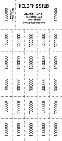 Penny Social Raffle Ticket Sheets - White (500/Bundle)