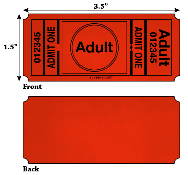 Adult Admit One Roll Tickets