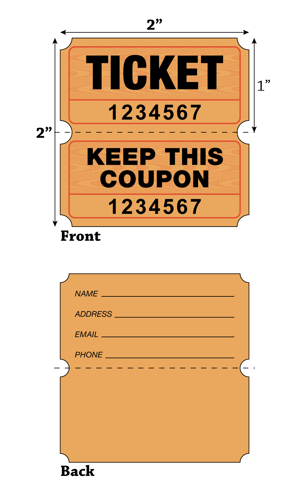 Raffle Roll Tickets - Orange (2,000/Roll)