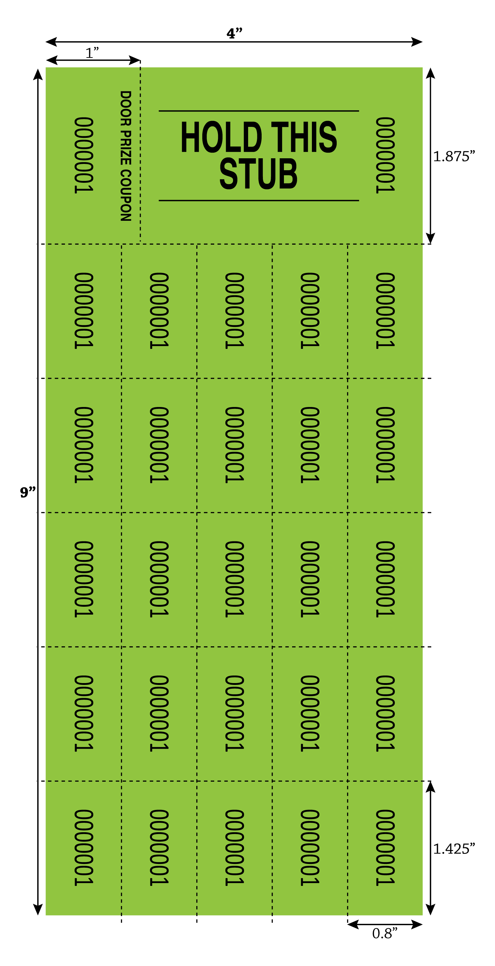 Penny Social Raffle Ticket Sheets - Green (500/Bundle) - Globe Ticket