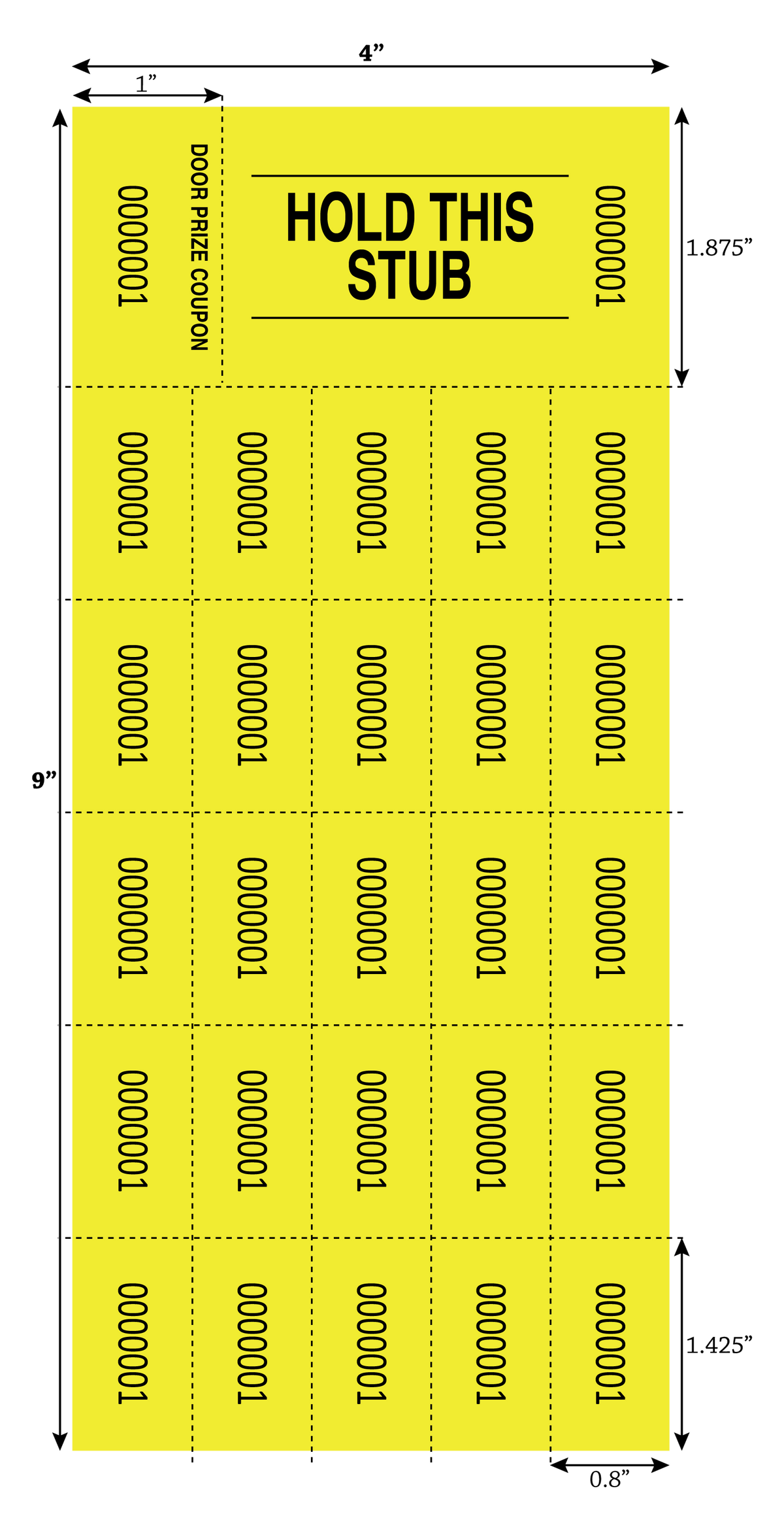 Penny Social Raffle Ticket Sheets - Yellow (500/Bundle)