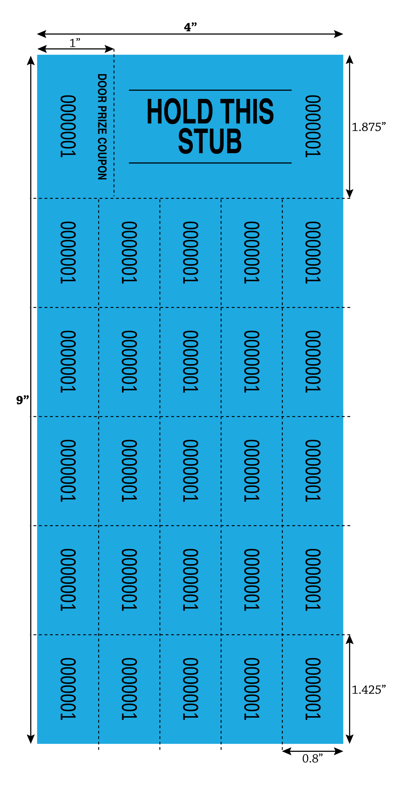 Penny Social Raffle Ticket Sheets - Blue (500/Bundle
