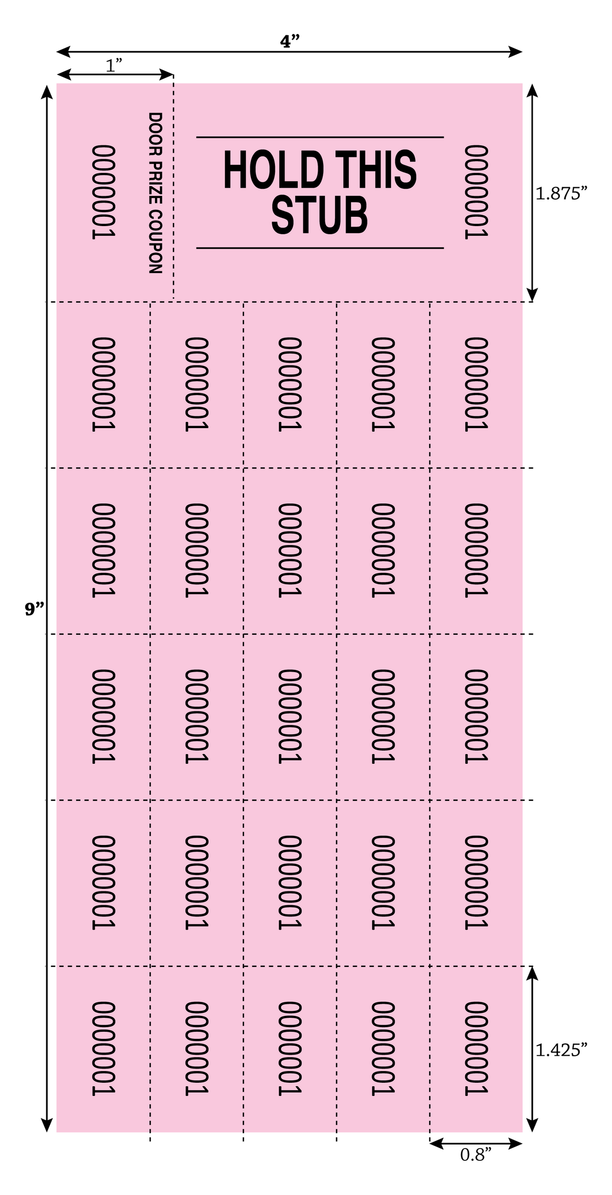 Penny Social Raffle Ticket Sheets - Pink (500/Bundle)